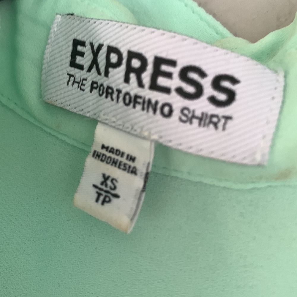 Express Turquoise Button-Up Blouse - Picture 4 of 7